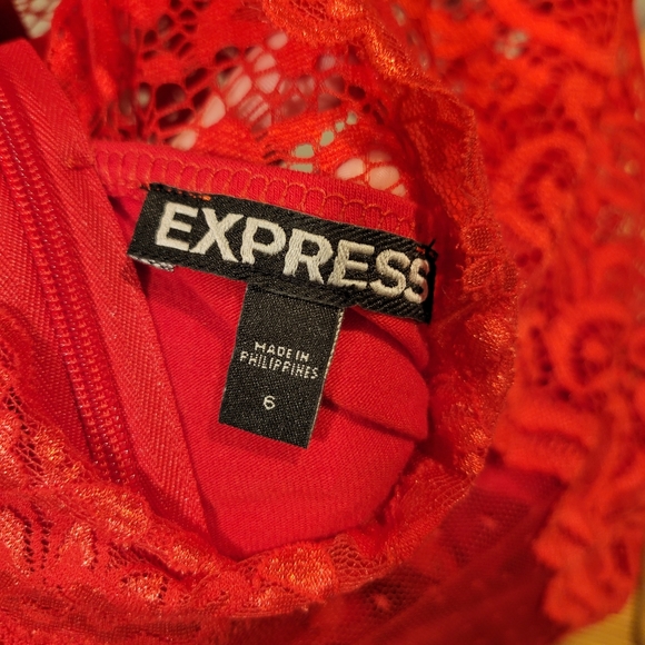 NEW Express Sexy Red Lace Sheath Dress - Size 6 - Picture 7 of 12